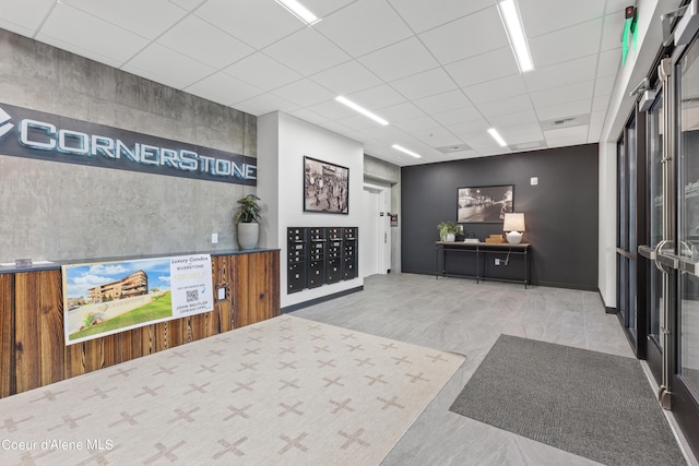 reception area with mail area and visible vents