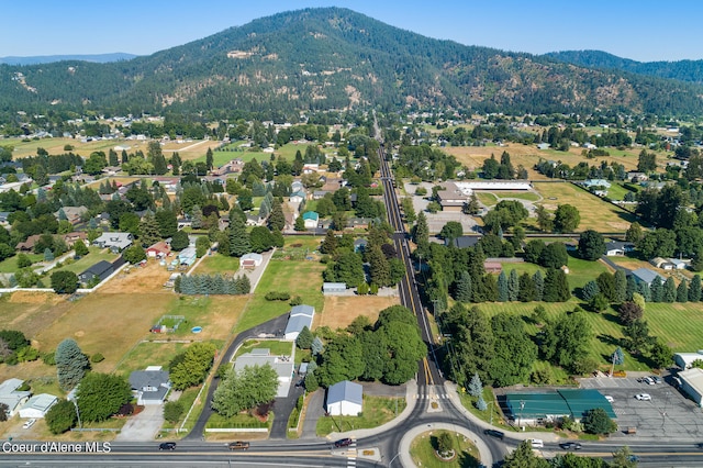 drone / aerial view with a mountain view