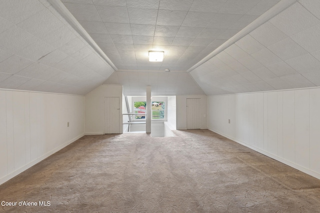 additional living space featuring carpet floors and lofted ceiling