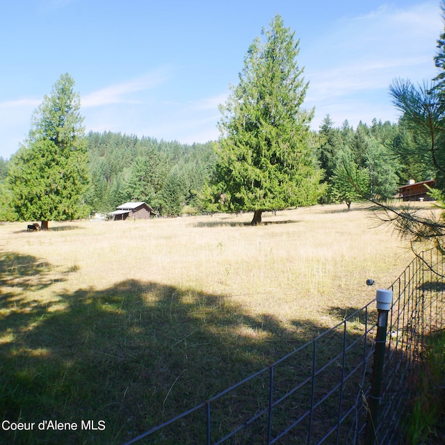 view of yard with a rural view