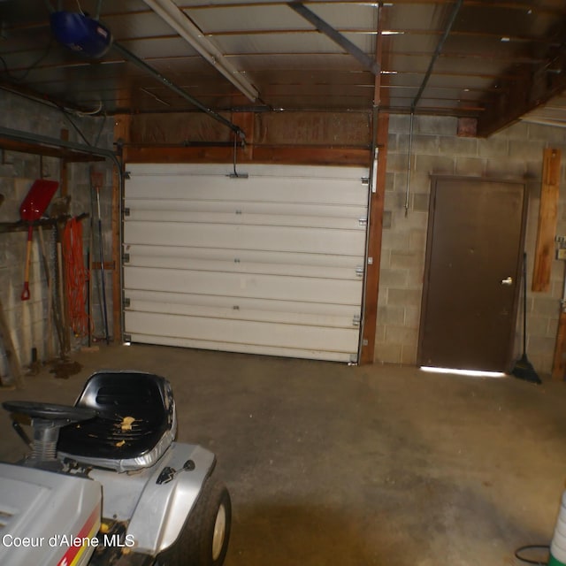 garage with a garage door opener