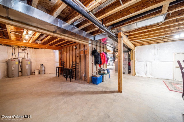 basement with water heater