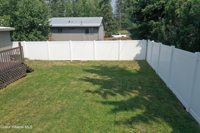 view of yard featuring a fenced backyard