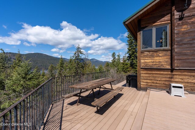 deck with a mountain view