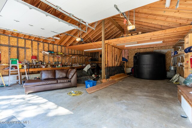 garage with a garage door opener