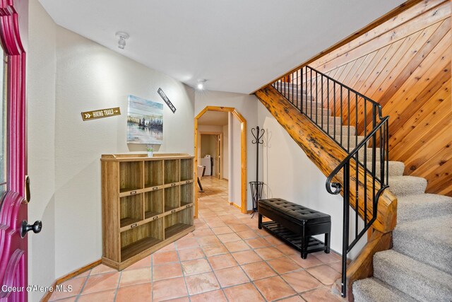 view of tiled foyer entrance