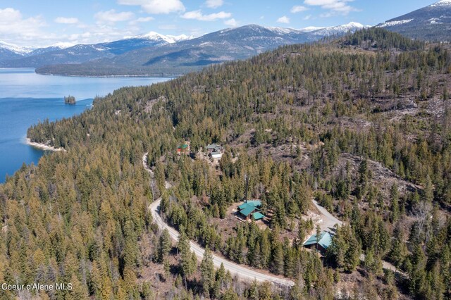 aerial view with a water and mountain view