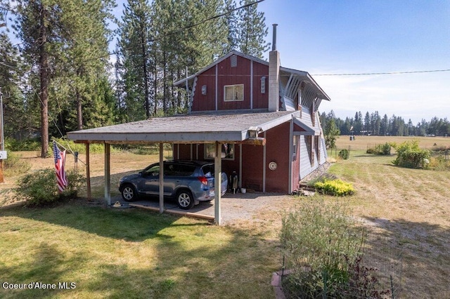 view of parking / parking lot featuring a carport