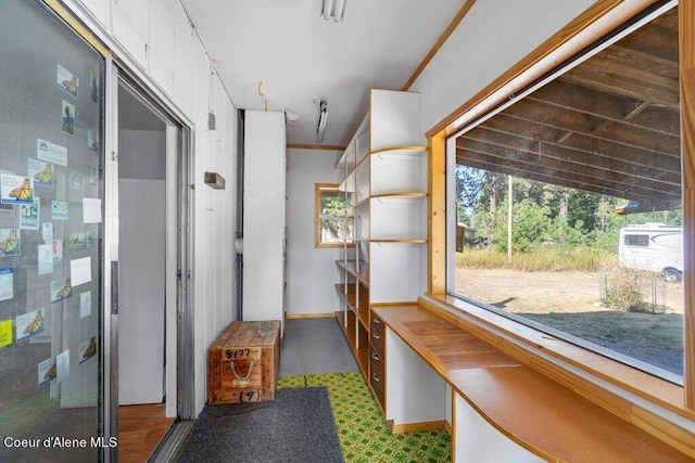 interior space featuring crown molding