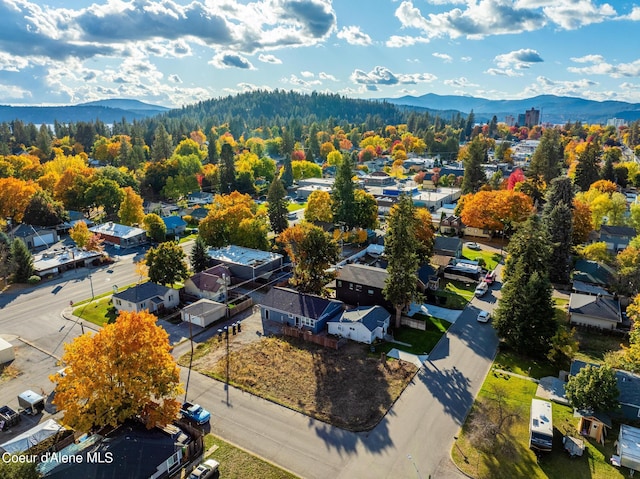 birds eye view of property featuring a mountain view