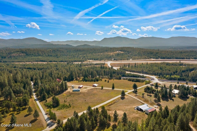 birds eye view of property with a mountain view