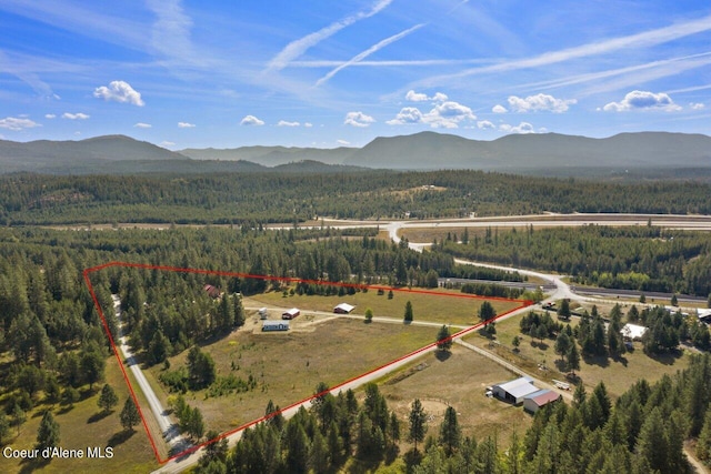 aerial view featuring a mountain view