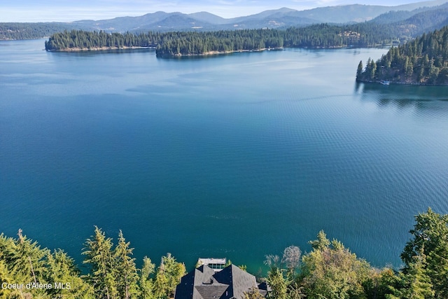 8491 N Mckinley Ln, Hayden, ID 83835 - aerial view featuring a water and mountain view and a wooded view