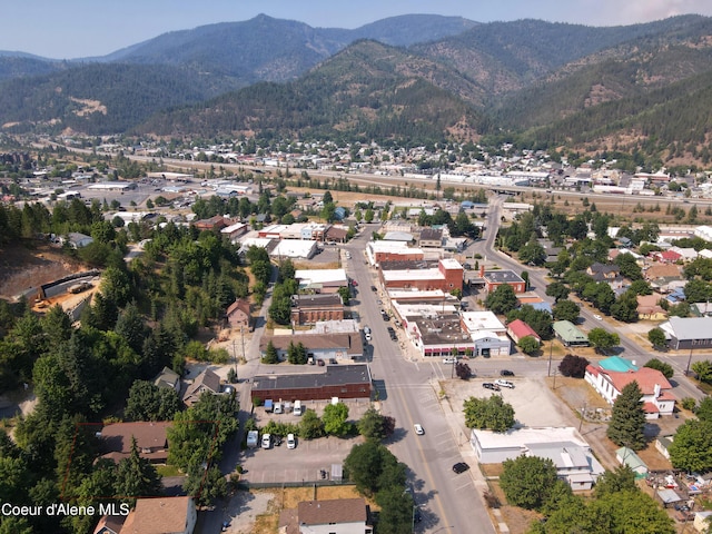 drone / aerial view with a mountain view