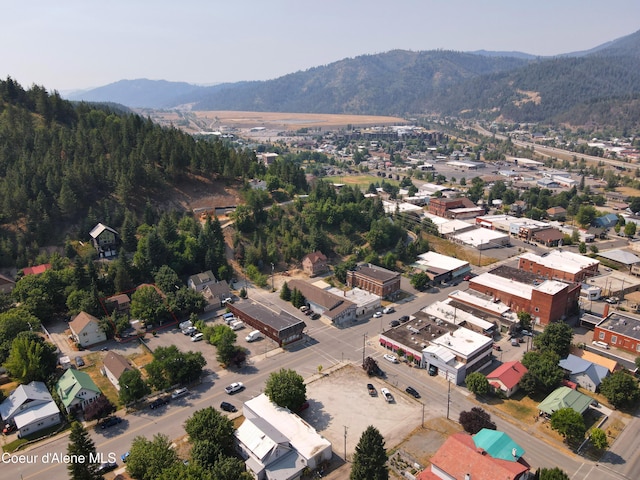 aerial view with a mountain view