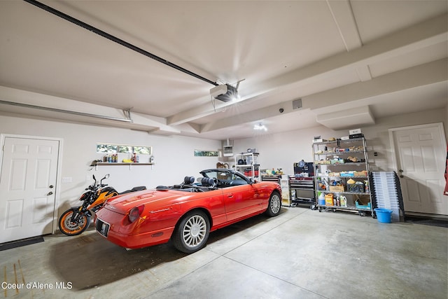 garage with a garage door opener