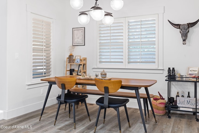 dining area featuring light hardwood / wood-style flooring