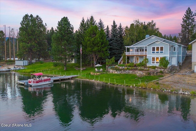 exterior space featuring a boat dock