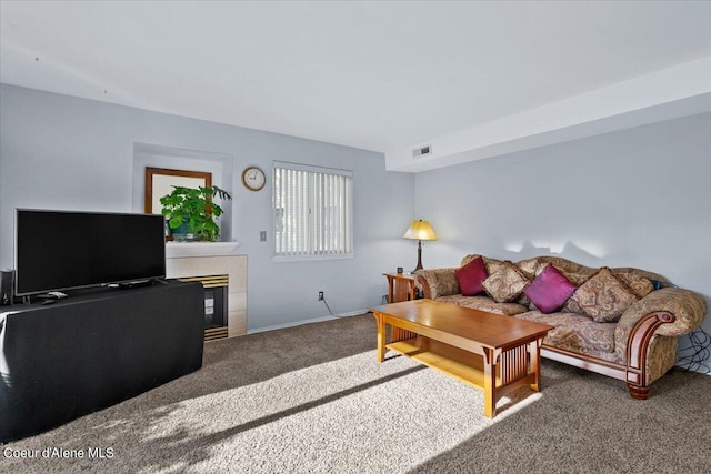 living room featuring carpet floors