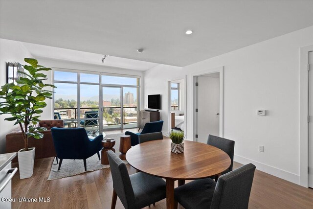 dining space featuring hardwood / wood-style floors