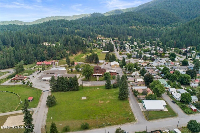 drone / aerial view with a mountain view