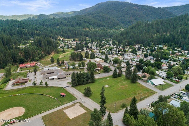 aerial view with a mountain view