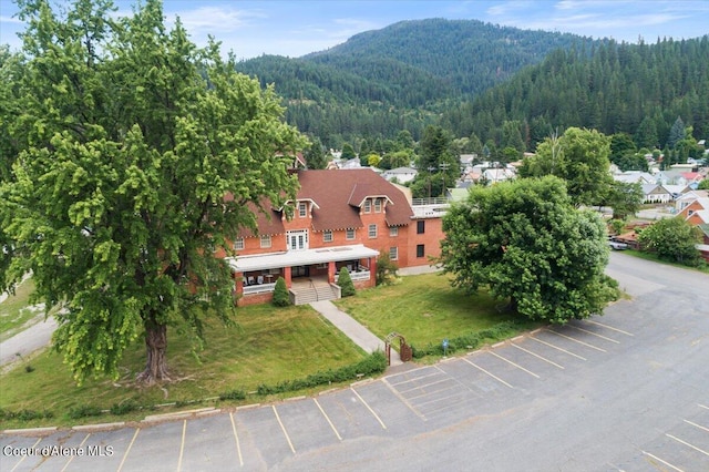 aerial view featuring a mountain view