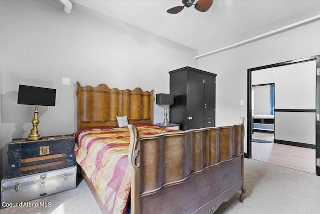 bedroom with carpet flooring and ceiling fan