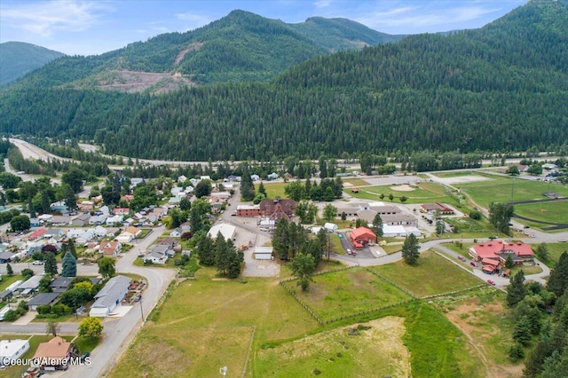 aerial view with a mountain view