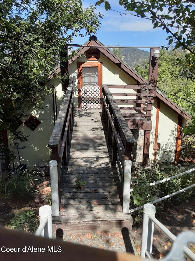 dock area featuring a mountain view