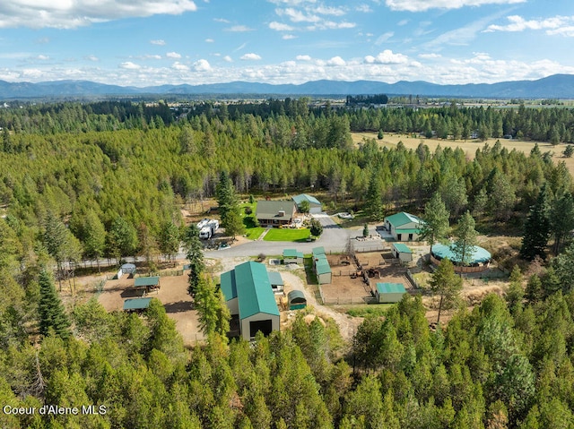 aerial view with a mountain view