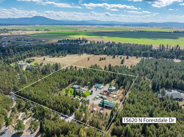 aerial view with a rural view and a mountain view