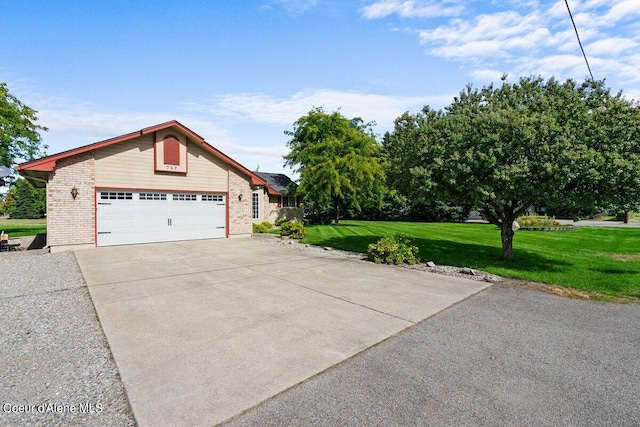 view of property exterior with a lawn