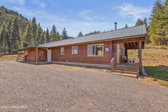 view of log home