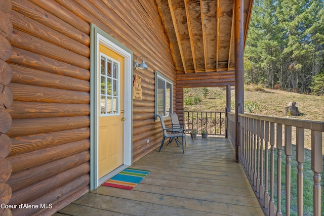 deck with covered porch