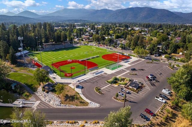 aerial view featuring a mountain view