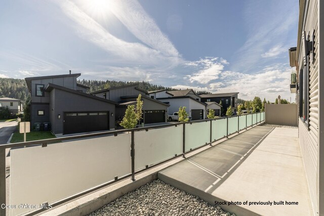 view of patio / terrace with a garage