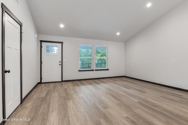 interior space with light hardwood / wood-style flooring