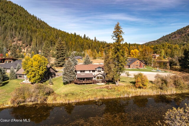 aerial view with a mountain view