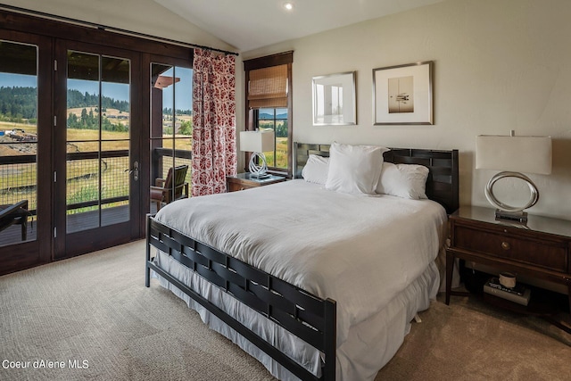 17021 S Citrine Dr, Coeur Dalene, ID 83814 - bedroom featuring carpet floors, access to exterior, lofted ceiling, and french doors