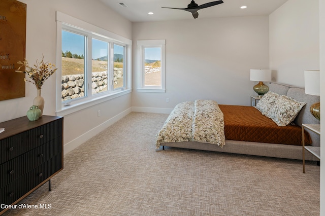 2747 W Lumber Ln, Coeur Dalene, ID 83814 - carpeted bedroom featuring baseboards, recessed lighting, and ceiling fan