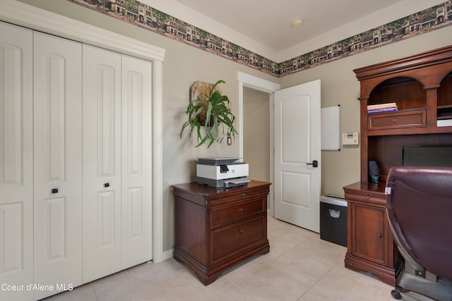 home office featuring light tile patterned floors