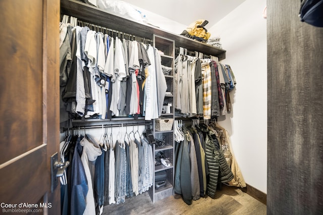 walk in closet featuring hardwood / wood-style floors