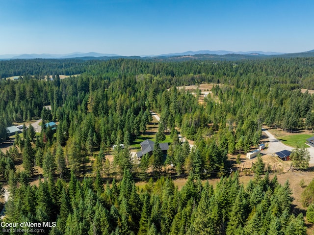 birds eye view of property featuring a mountain view