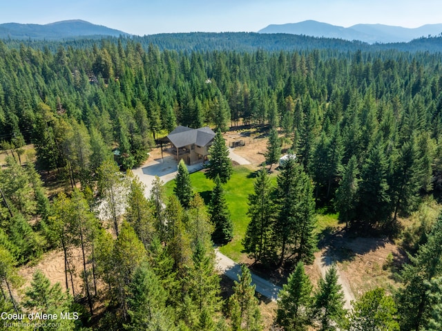 aerial view with a mountain view