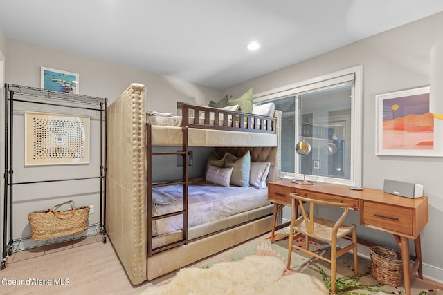 bedroom featuring light hardwood / wood-style flooring