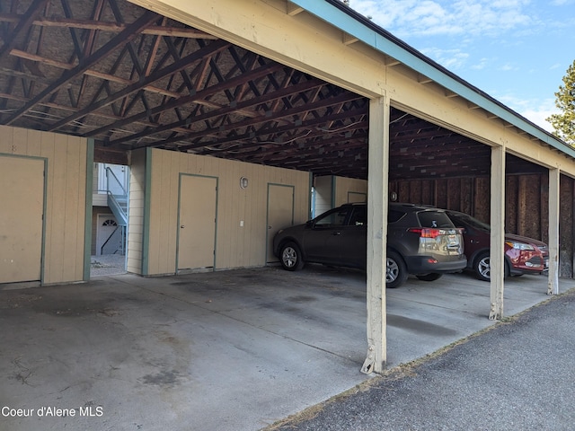 view of parking with a carport