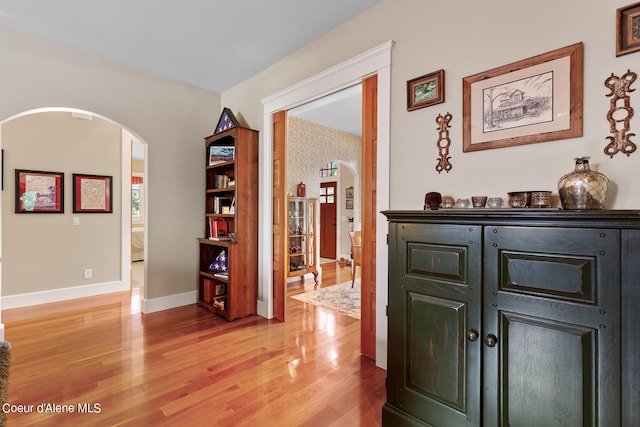 hall featuring light wood-type flooring