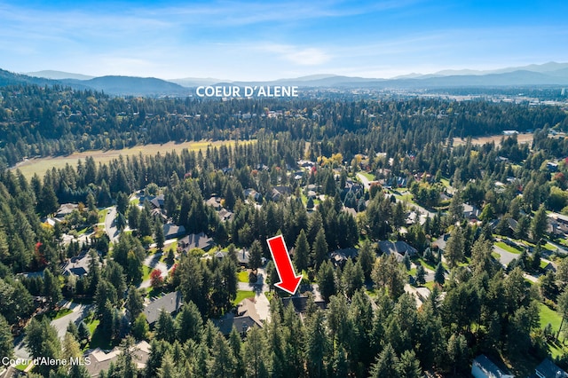 birds eye view of property featuring a mountain view