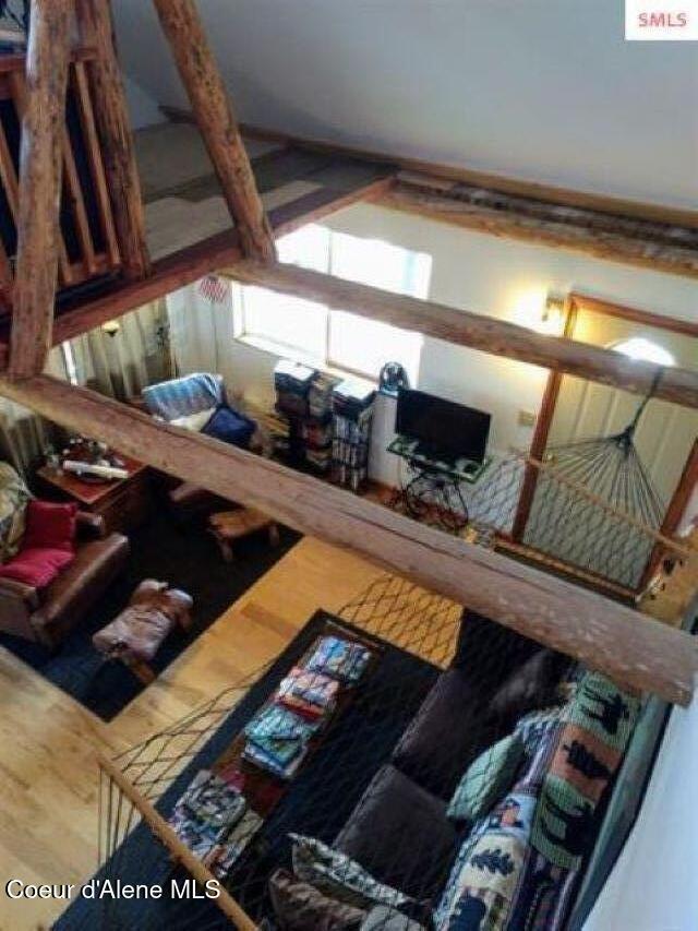 1452 Grizzly Gap Rd, Naples, ID 83847 - living room featuring wood finished floors